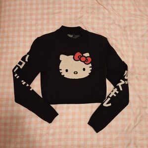 Dolls Kill Black Hello Kitty Crop Top